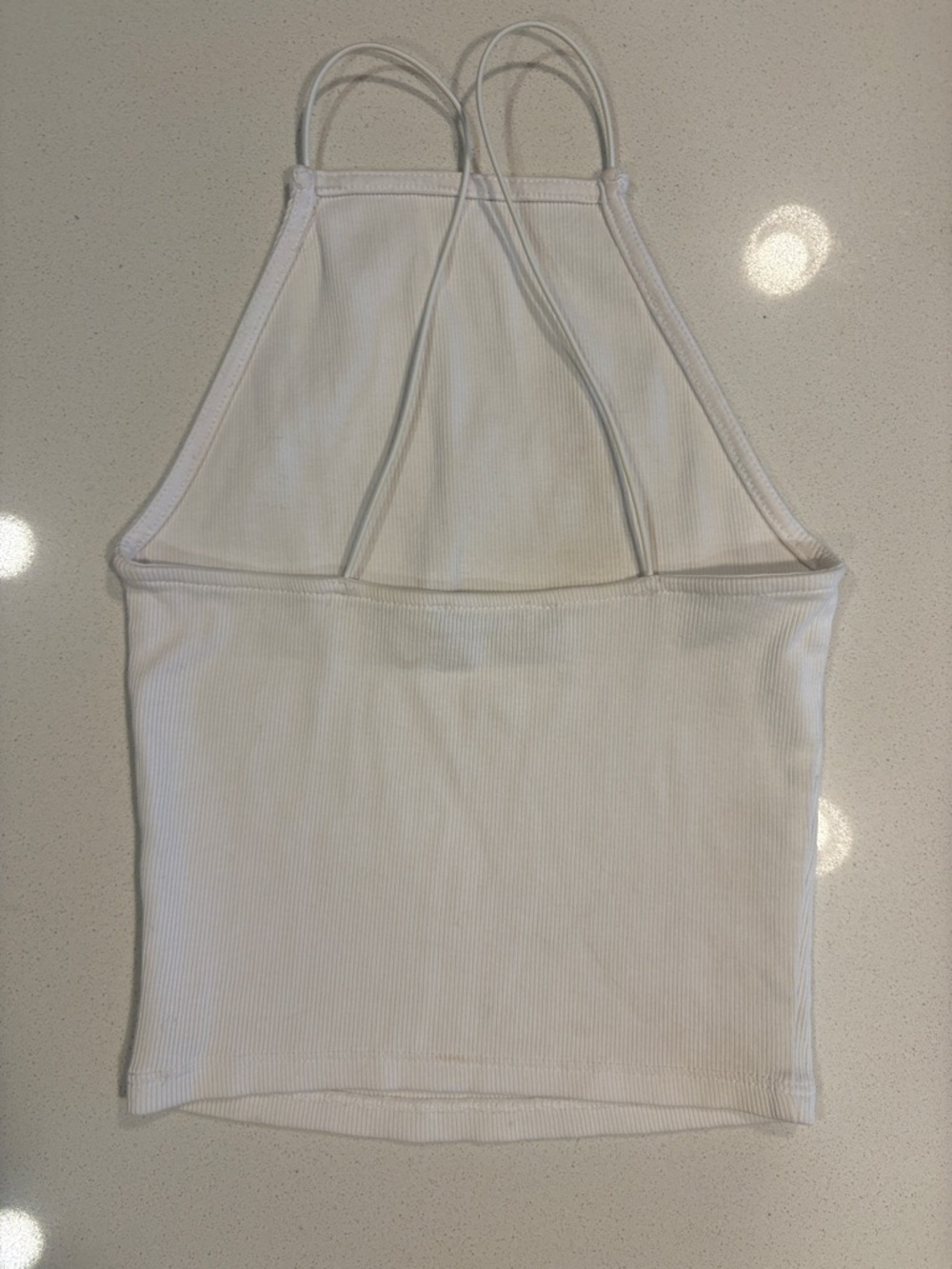 White Ribbed Halter Tank Top - - Picture 2 of 4